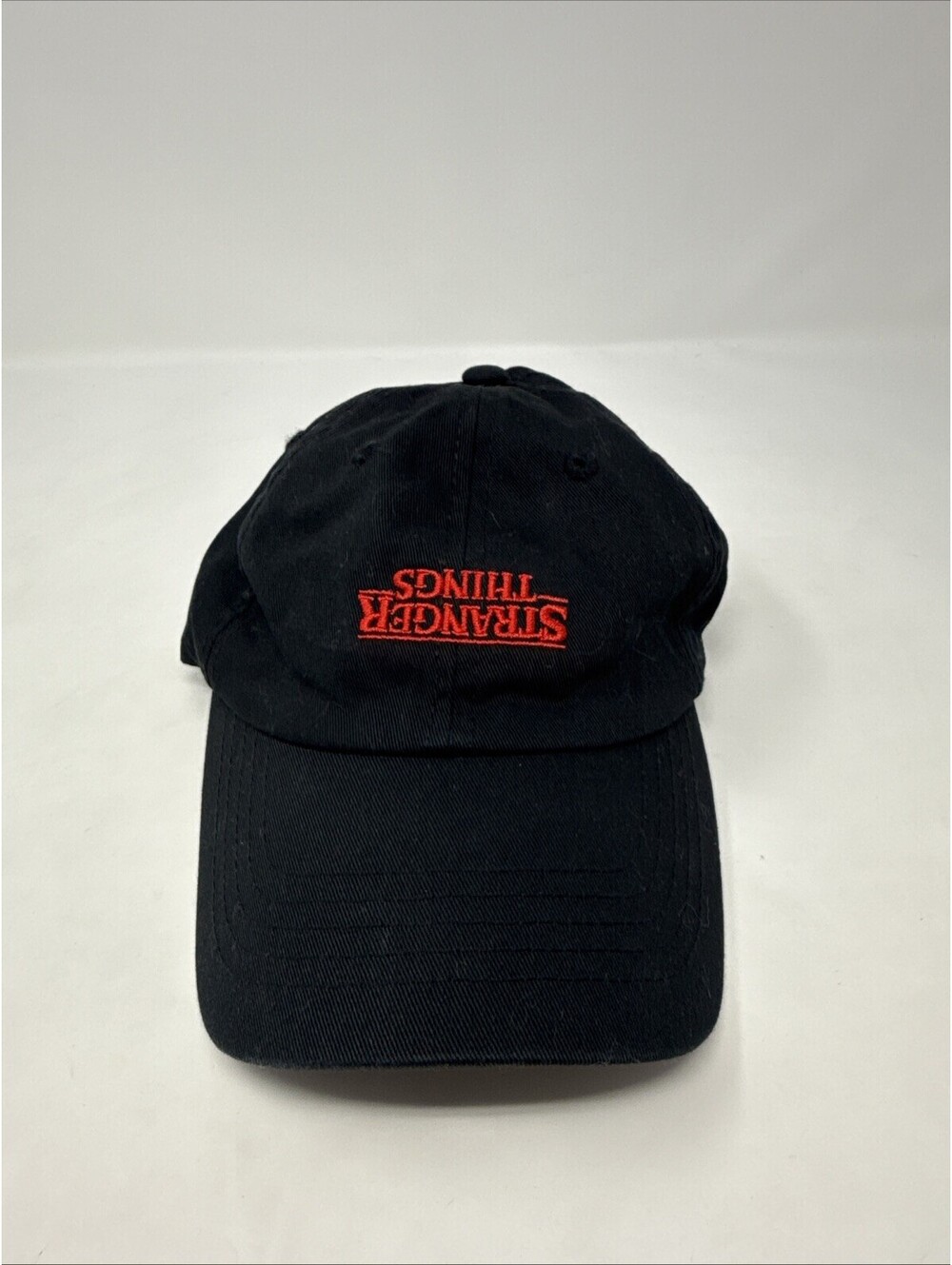 Stranger Things Hat Cap Strap Back Black Red Upside Down Logo Netflix TV Series